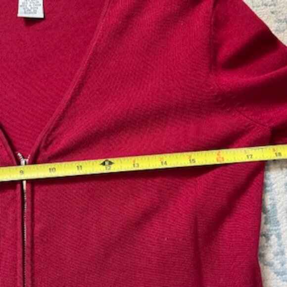 🧡3/15 Alfani Silk Blend Red Ribbed Knit V-Neck Cardigan Sweater Women's S - Picture 5 of 9